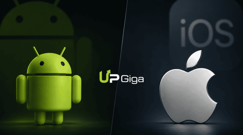 Android e iPhone representando a comparação entre Android 17 e iOS