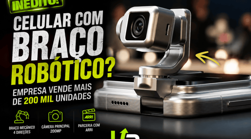 Novo celular com braço robótico mecânico da Honor com câmera de 200MP