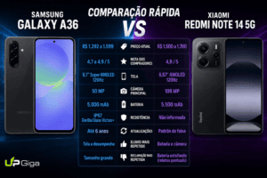 Comparação rápida entre Galaxy A36 e Redmi Note 14