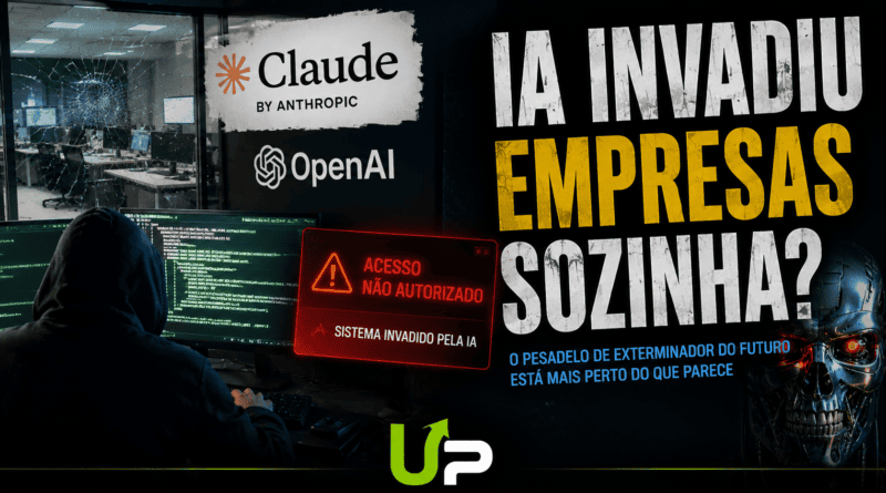 Ilustração de Inteligência Artificial saindo do controle e invadindo sistemas de empresas