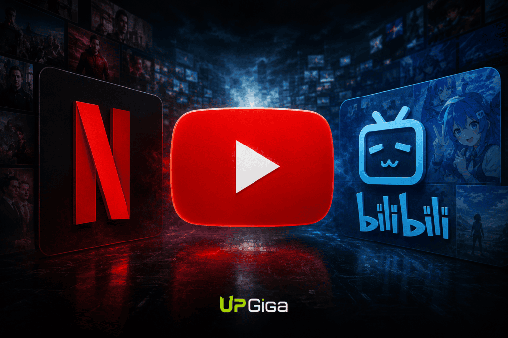 YouTube, Netflix e Bilibili lado a lado em disputa pelo mercado de vídeos